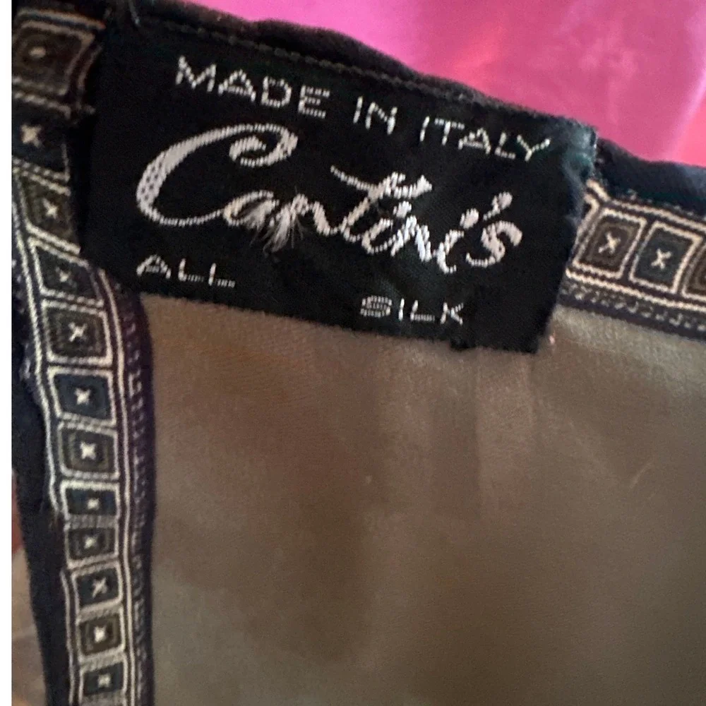 Vintage Cartini's Italy Silk Scarf Colorblock Olive Mustard Green Paisley 70s
